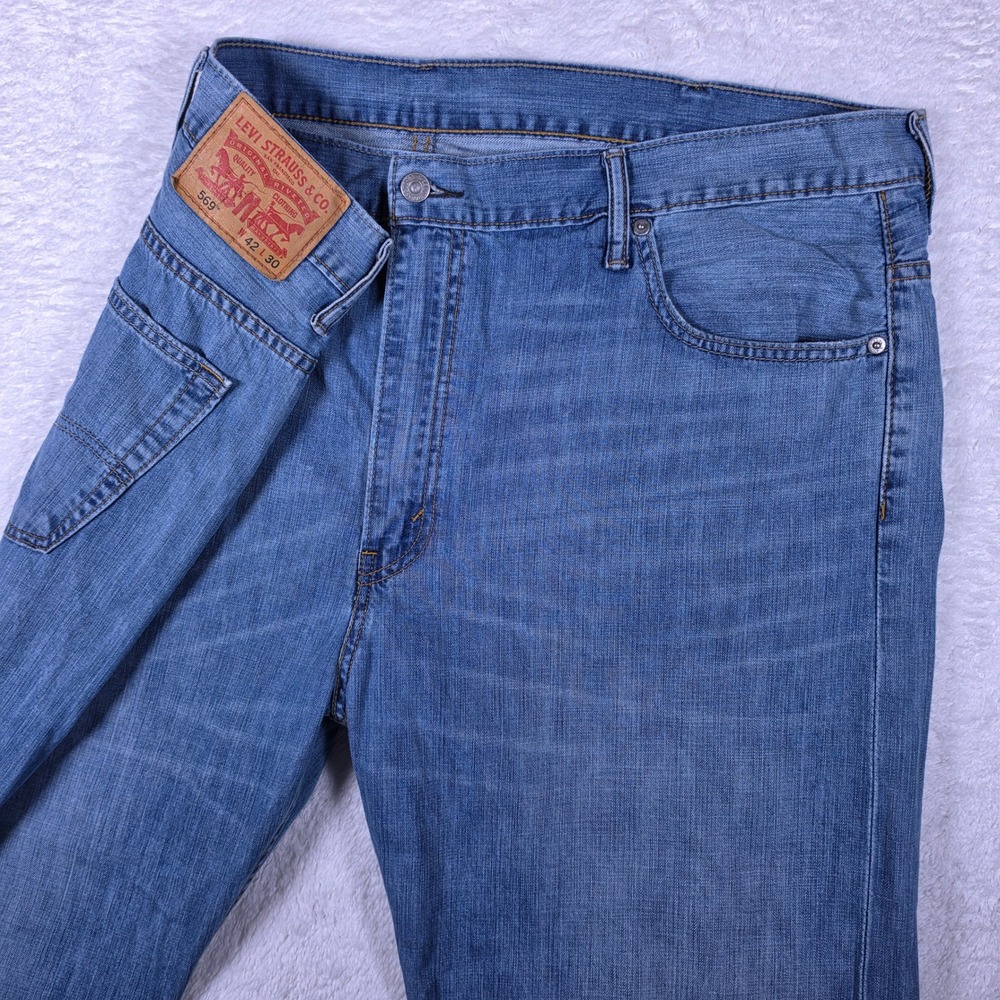 Levi 569 Loose Straight Mens 42/30 Blue Loose Fit Denim Jeans S40109 AD